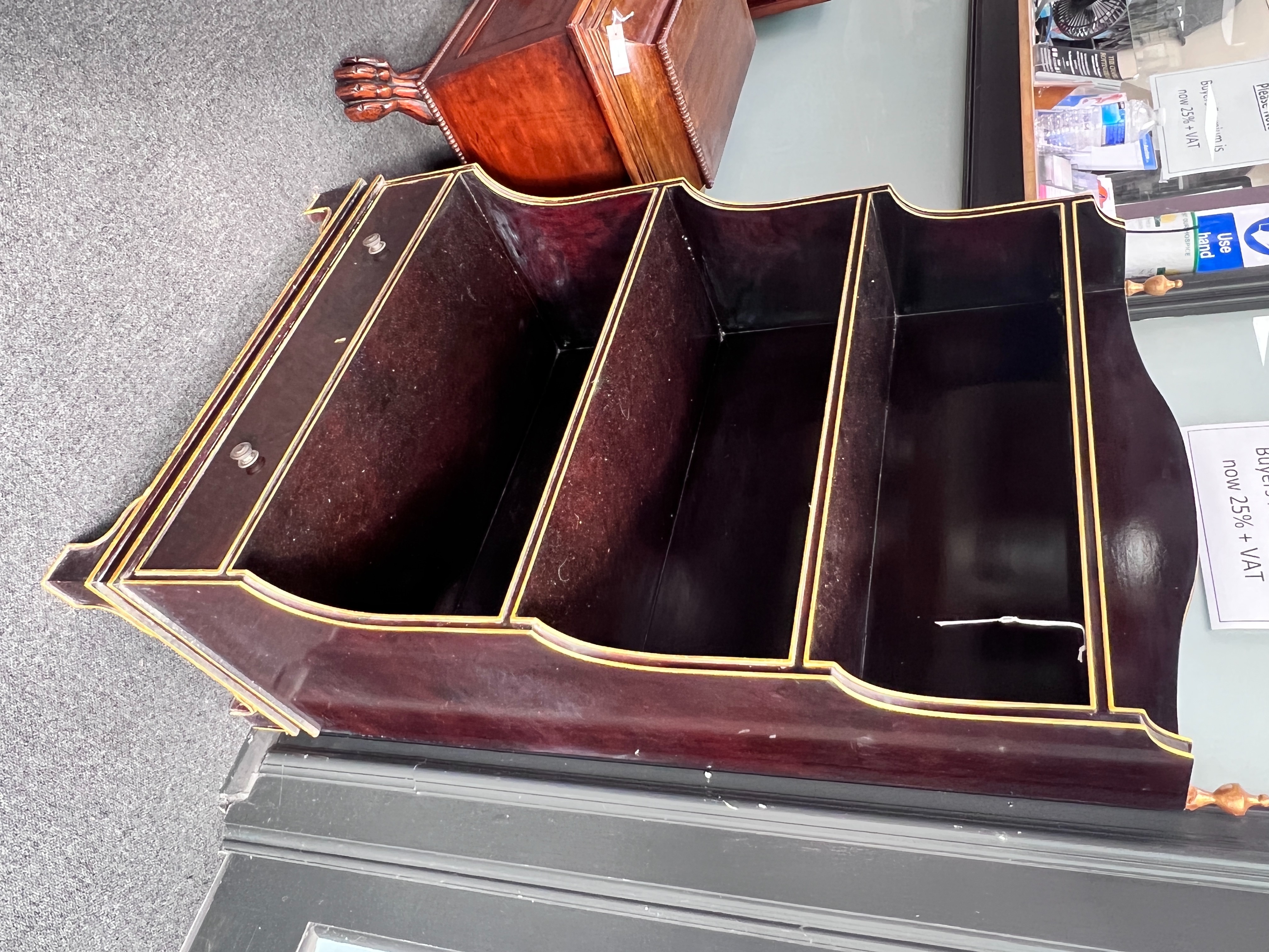 A Thomas Messel Regency style coromandel lacquer parcel gilt graduated open bookcase, length 75cm, depth 39cm, height 126cm